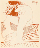 Picasso Dessins - 27.3.66-15.3.68 - ציורים של פיקאסו - drawing 40: A Woman Eating Watermelon - 27.12.66 - Click to Zoom