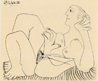 Picasso Dessins - 27.3.66-15.3.68 - ציורים של פיקאסו - drawing 41: A Thinking Woman - 27.12.66 - Click to Zoom