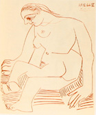 Picasso Dessins - 27.3.66-15.3.68 - ציורים של פיקאסו - drawing 43: A Woman Taking a Bath - 27.12.66 - Click to Zoom