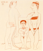 Picasso Dessins - 27.3.66-15.3.68 - ציורים של פיקאסו - drawing 44: On the Beach - 27.12.66 - Click to Zoom