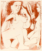 Picasso Dessins - 27.3.66-15.3.68 - ציורים של פיקאסו - drawing 49: A Woman in front of a Mirror - 30.12.66 - Click to Zoom