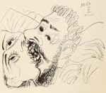 Pablo Picasso Drawings - 27.3.66-15.3.68 - ציורים של פיקאסו - The Final Kiss - 07.10.67 VI - Click to Zoom