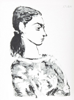 Picasso Graphic Work - Portrait of Jacqueline Roque by Pablo Picasso - פבלו פיקסו - הדפסים, תחריטים, ליטוגרפיות