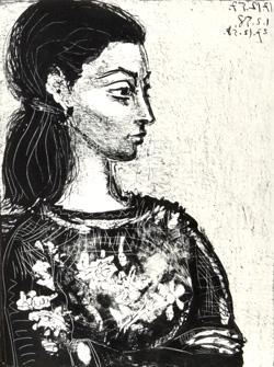 Picasso Graphic Work - Portrait of Jacqueline Roque by Pablo Picasso - פבלו פיקסו - עבודות גרפיות