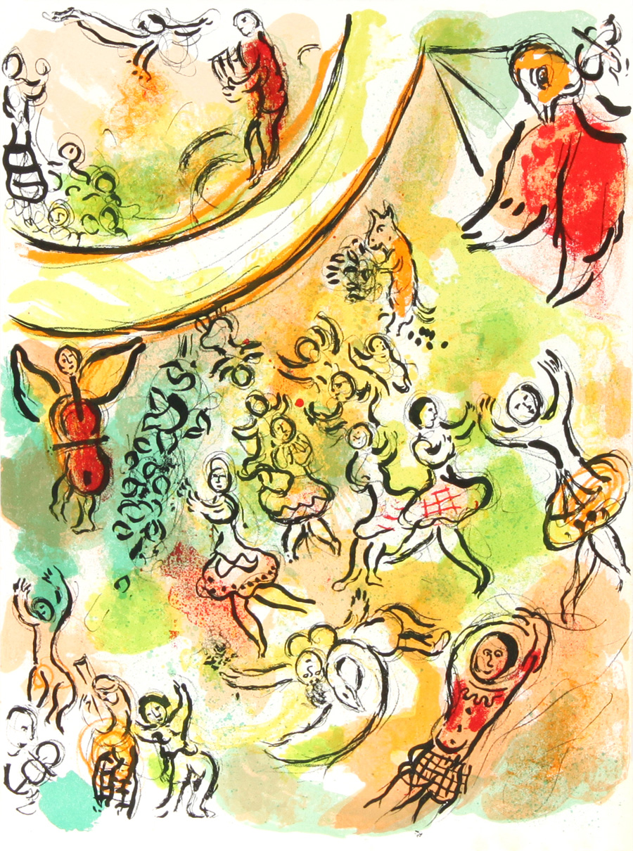 Angel with a Fiddle - Le Plafond de L'opera de Paris Par Marc Chagall - Original Lithography - ליתוגרפיה מקורית מאת מארק שאגאל