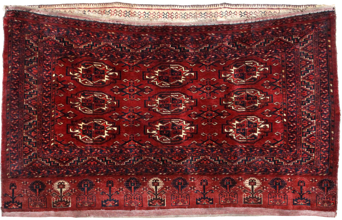Antique Turkmen Bag - a Complete Yomud Chuval - שק אוהל טורקמני עתיק - Back To List of Oriental Carpets and Rugs