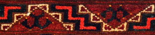 Jagged Yomut zig-zag main border in Antique Ersari Kapunuk - שטיח תורקמני עתיק - Click to Zoom